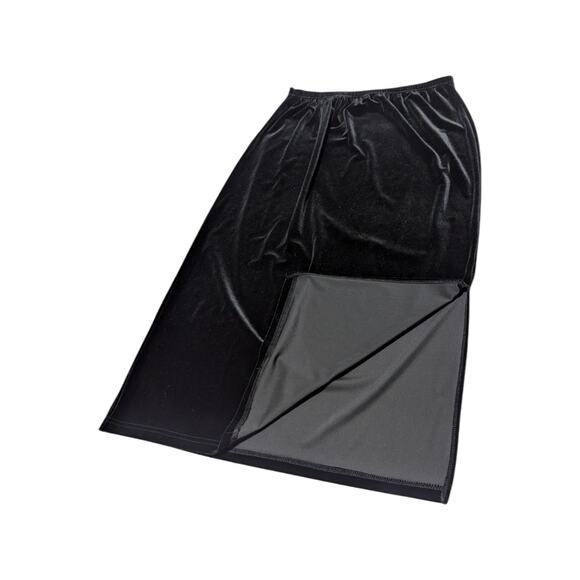 Vintage Black Velvet Maxi Skirt Pencil Straight Leg Slit Whimsygoth Whimy Witchy - Picture 2 of 6